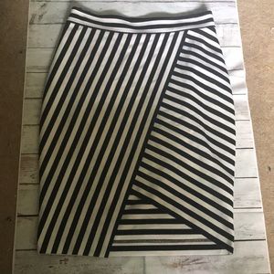 Asymmetrical Striped Pencil Skirt